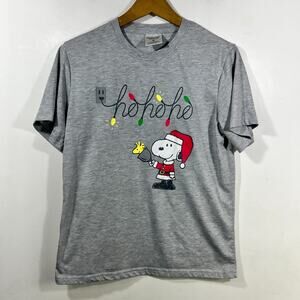 Peanuts Snoopy Woodstock Christmas Lights Tshirt Tee Xmas Gray Adult Size S